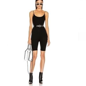 ENZA COSTA Black ribbed unitard short onezie romper size XS